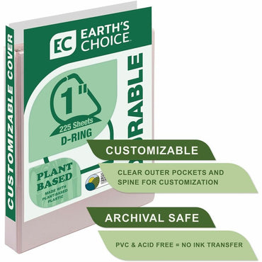 Samsill Eco-Conscious View Binder, 1" Binder Capacity, Letter, 8½" x 11", Indigo, Sage, White, Riose, Fastener: D-Ring, 4/Pack (SAMMP46939)