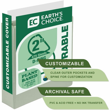 Samsill Eco-Conscious View Binder, 2" Binder Capacity, Letter, 8½" x 11", Riose, Indigo, Sage, White, 3 Ring, 4/Pack (SAMMP46969)