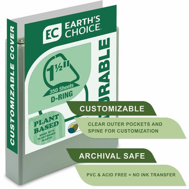Samsill Eco-Conscious View Binder, 1 1/2" Binder Capacity, Letter, 8½" x 11", Indigo, Sage, White, Riose, Fastener: D-Ring, 4/Pack (SAMMP46959)
