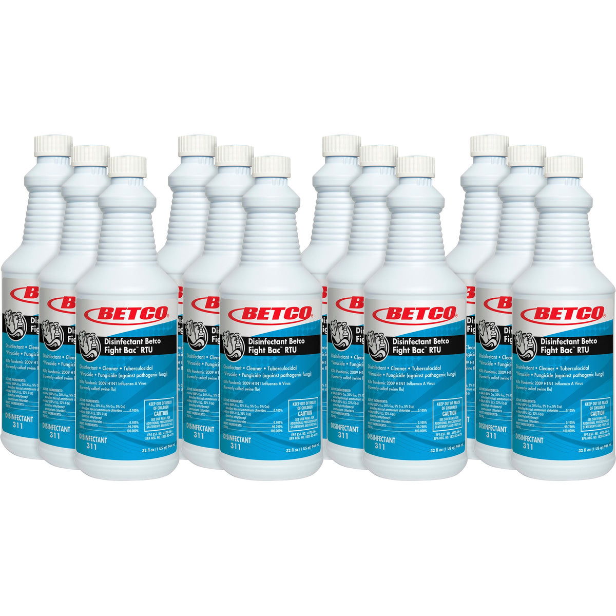 Betco Fight-Bac RTU Disinfectant Cleaner, 32 fl oz, Citrus Floral Scen, 12/Carton (BET3111200CT)