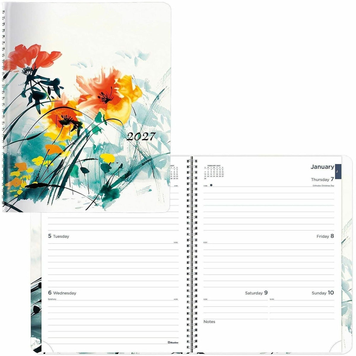 Rediform Watercolor Weekly/Monthly Planner, January 2027 to December 2027, 11" x 8.5"  (REDC958G01)