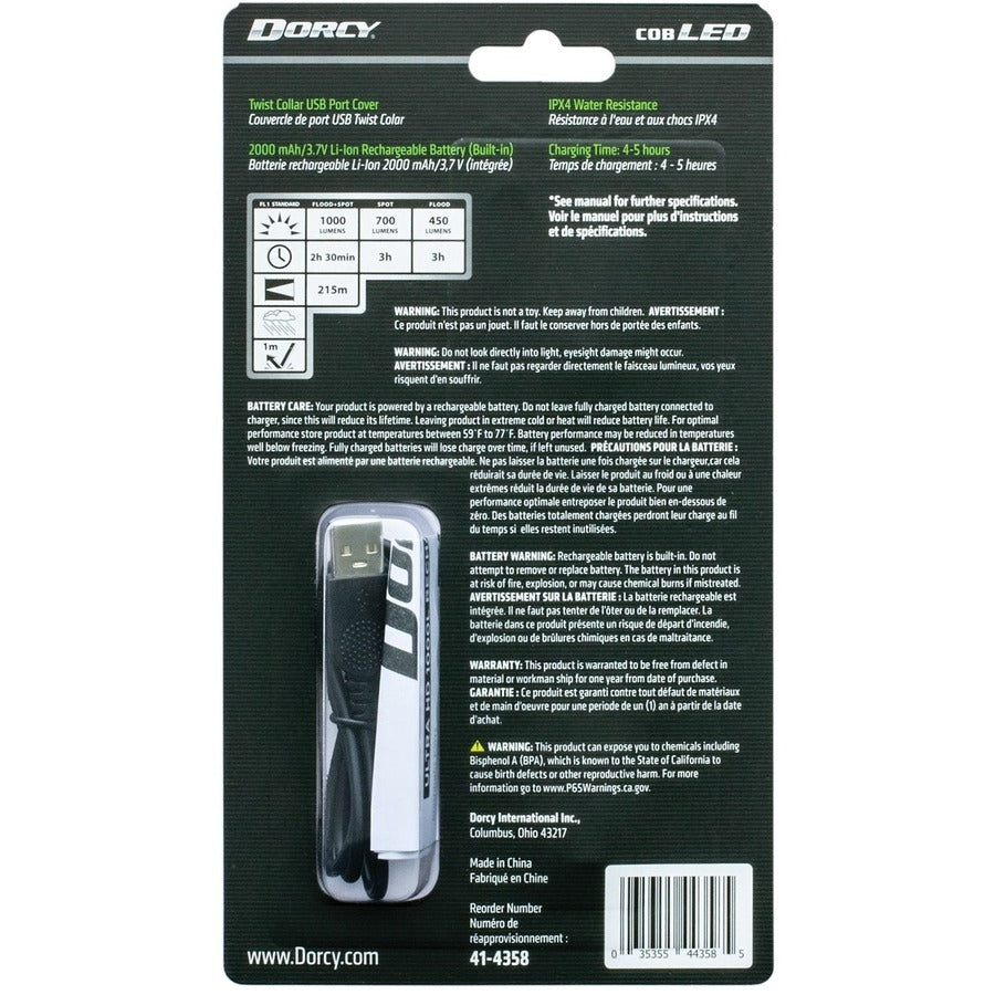 Dorcy Ultra 1000 Lumen USB Rechargeable Flashlight With Powerbank, LED, 1000 lm Lumen (DCY414358)