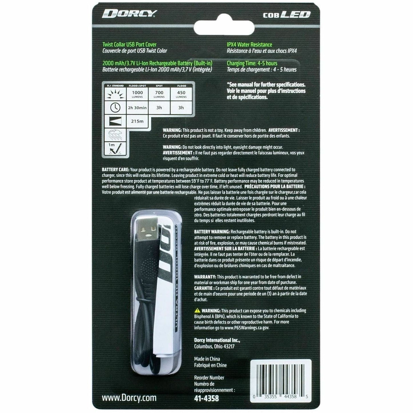 Dorcy Ultra 1000 Lumen USB Rechargeable Flashlight With Powerbank, LED, 1000 lm Lumen (DCY414358)