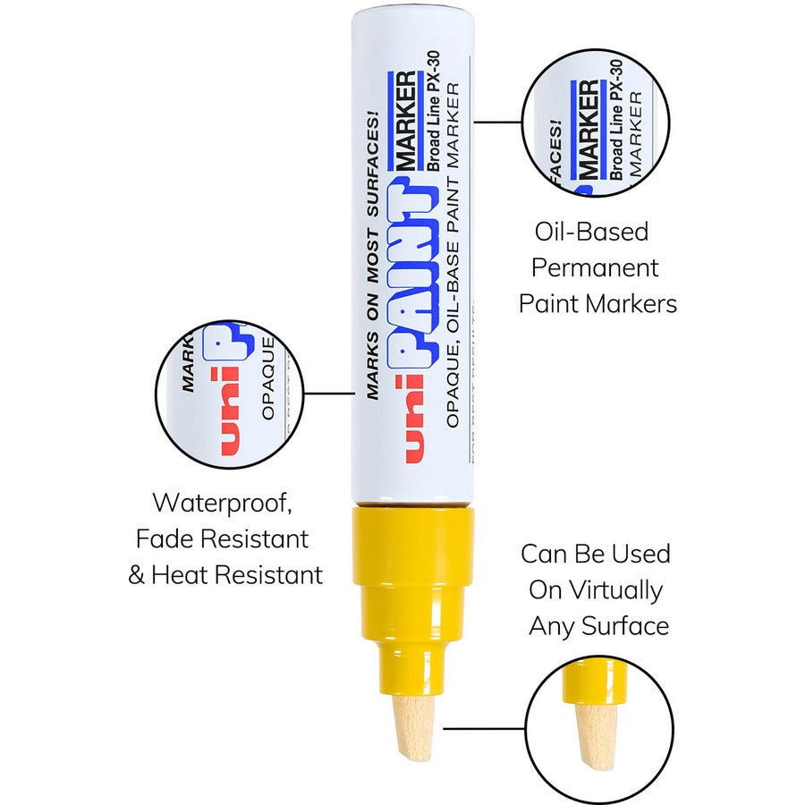 uniball uni-Paint PX-30 Oil-Based Paint Marker, Yellow Ink, 6/Box (UBC63735BX)