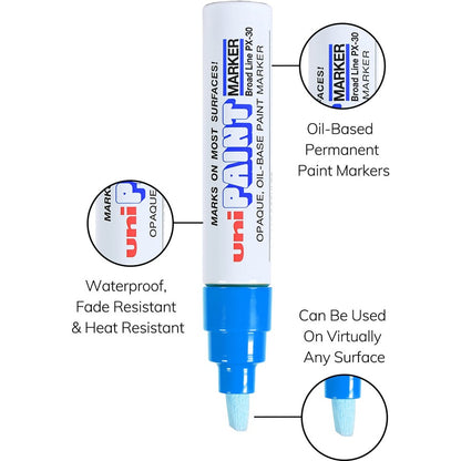 uniball uni-Paint PX-30 Oil-Based Paint Marker, Blue Ink, 6/Box (UBC63733BX)