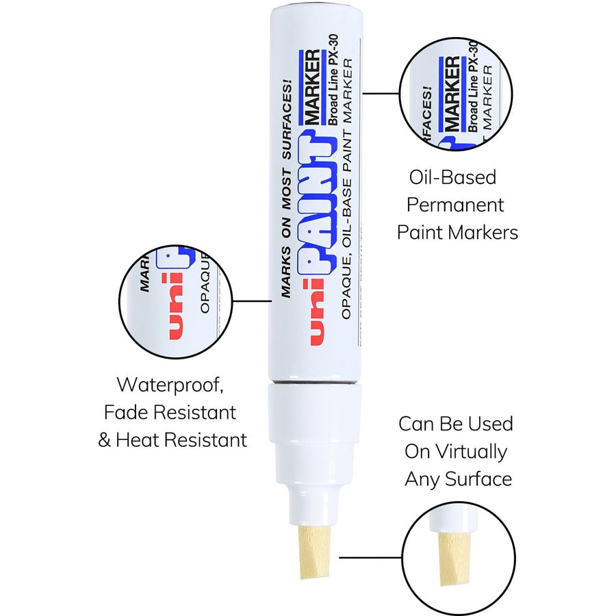 uniball uni-Paint PX-30 Oil-Based Paint Marker, White Ink, 6/Box (UBC63743BX)