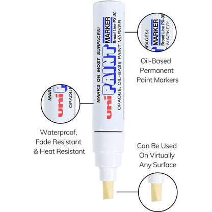 uniball uni-Paint PX-30 Oil-Based Paint Marker, White Ink, 6/Box (UBC63743BX)