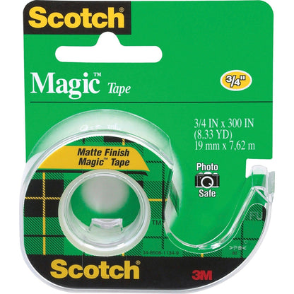 scotch-dispensing-matte-finish-magic-tape-25-ft-length-x-0-75-width-dispenser-included-handheld-dispenser-12-box-clear-num-mmm105bx_1