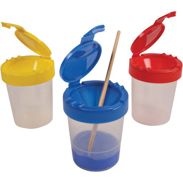 Deflecto Antimicrobial Kids No Spill Paint Cup Red, Paint, Brush, 3.93" x 3.46" x 3.93" (DEF39515RED)
