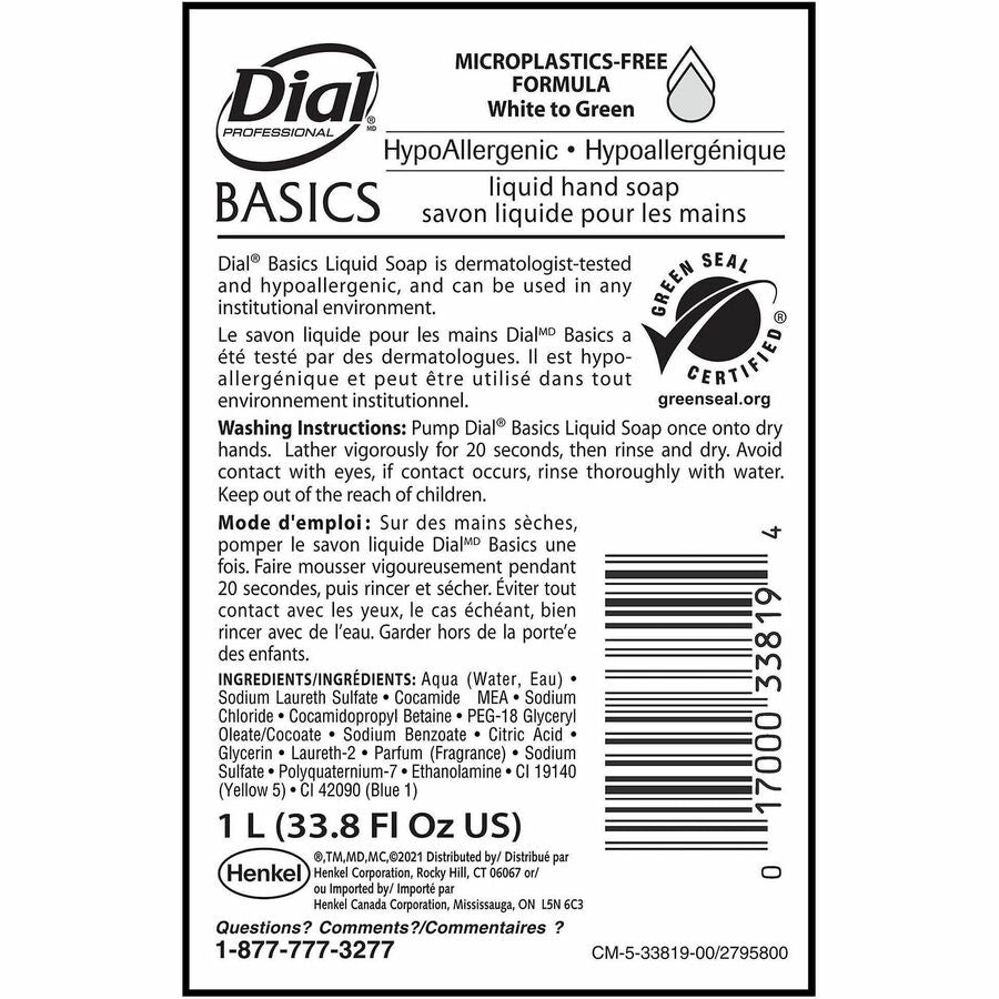 Dial Professional Basics Liquid Hand Soap, 1.06 quart (DIA33821EA)