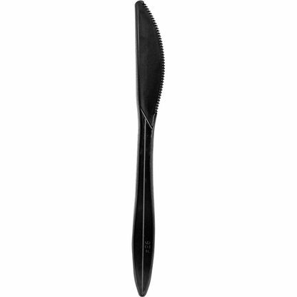 Genuine Joe Medium-weight Individually Wrapped Knives, Black, 1000/Carton (GJO18476)