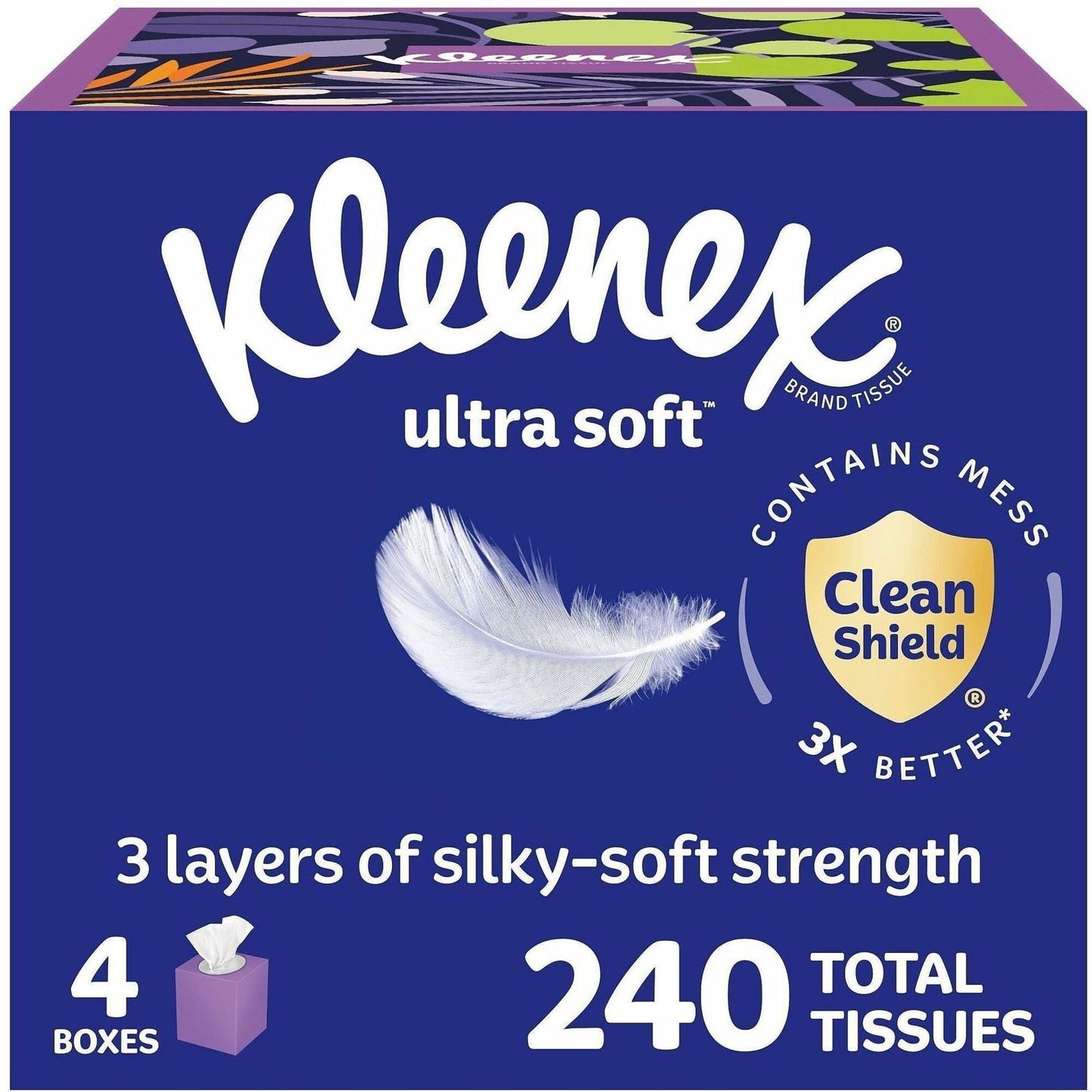 Kleenex Ultra Soft Tissues, 3 Ply, WhiteBox, 60/Box, 4/Pack (KCC54308)