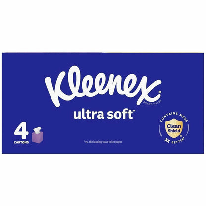 Kleenex Ultra Soft Tissues, 3 Ply, WhiteBox, 60/Box, 4/Pack (KCC54308)