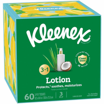 Kleenex Soothing Lotion Tissues, 3 Ply, 60/Box  (KCC54271)