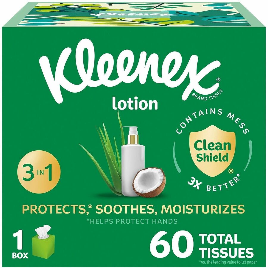 Kleenex Soothing Lotion Tissues, 3 Ply, 60/Box  (KCC54271)
