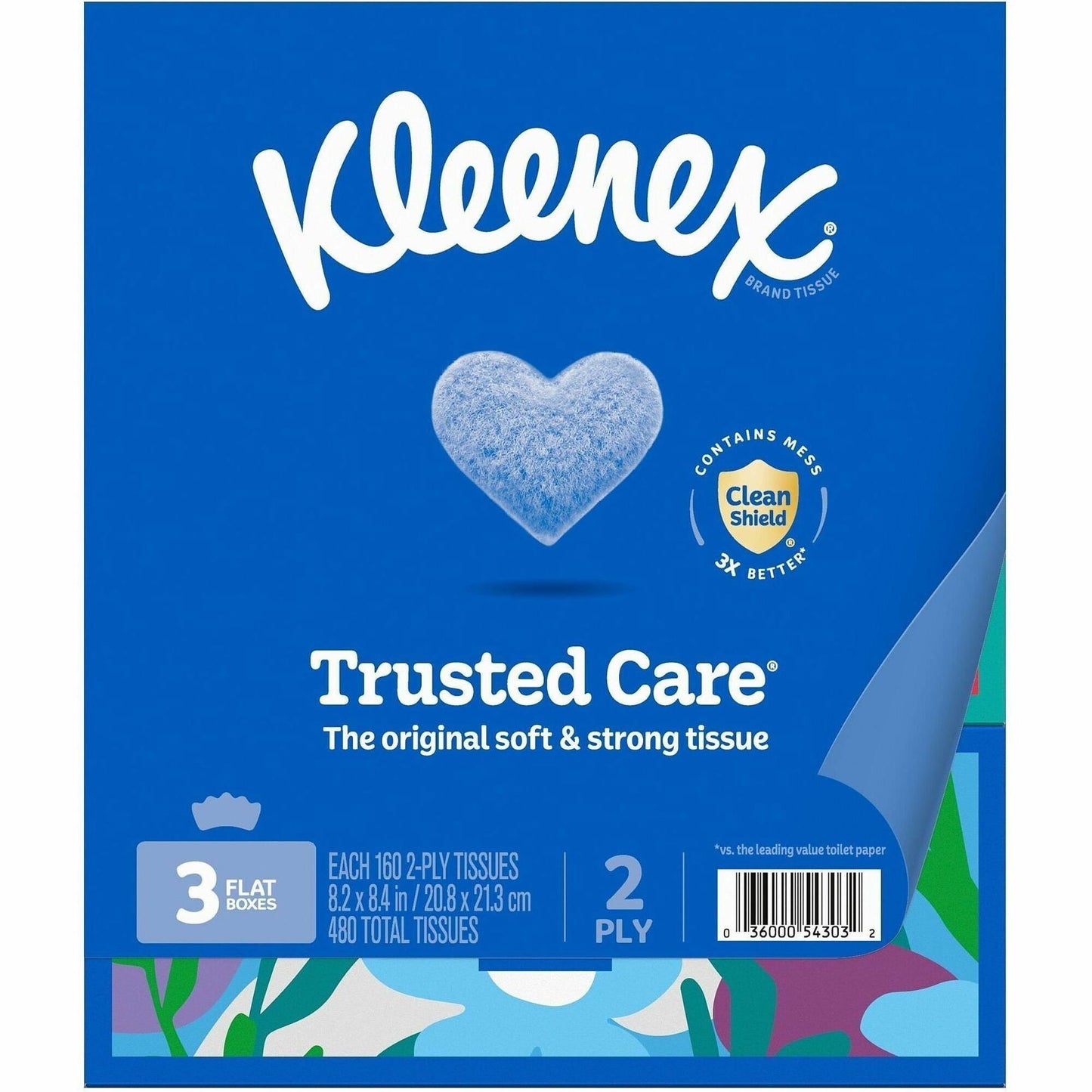 Kleenex Trusted Care Tissues, 2 Ply, 8.40" x 8.50", White, 160/Box, 3/Pack (KCC54303)