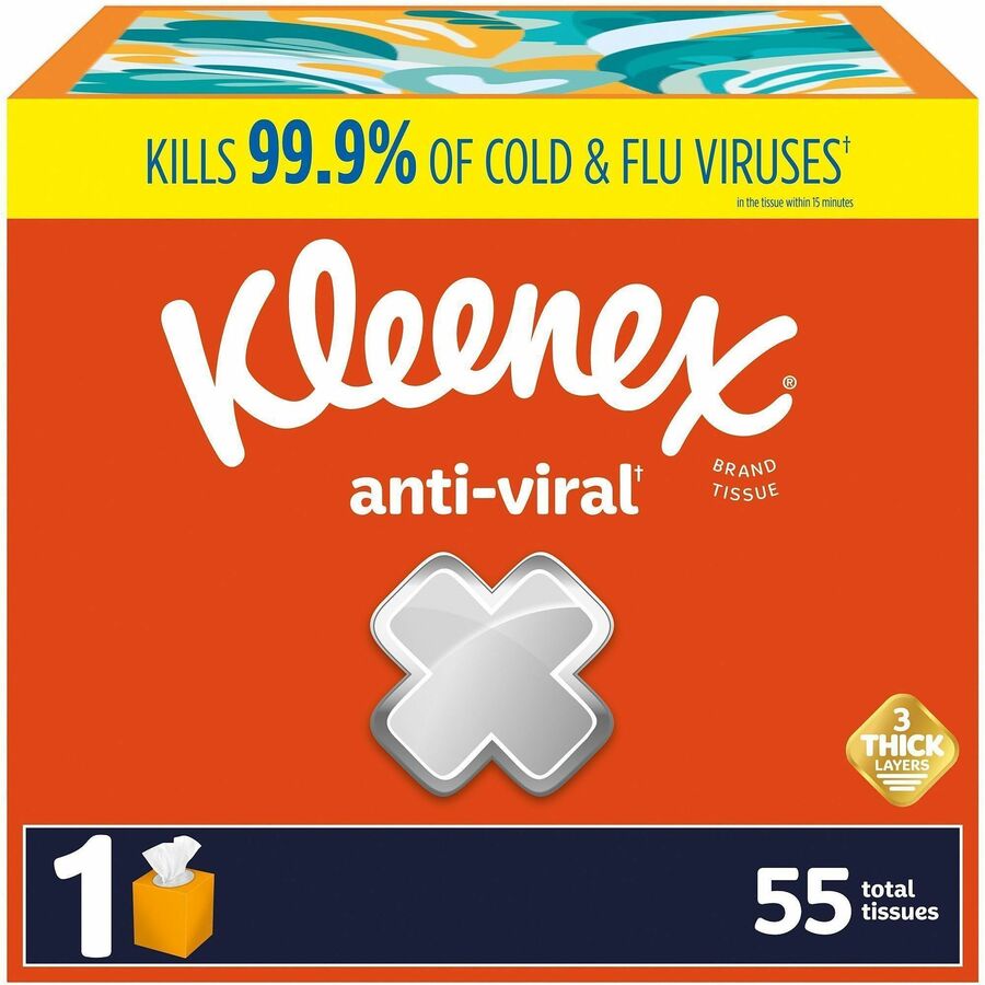 Kleenex Anti-viral Facial Tissue, 3 Ply, 55/Box  (KCC54505)