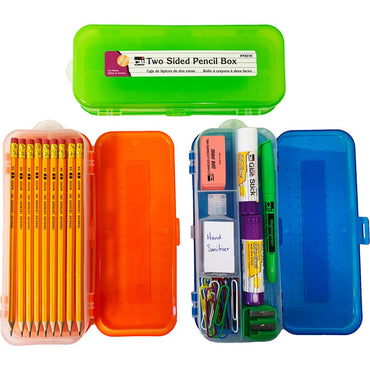 Charles Leonard Double-sided Pencil Boxes, 1.50" x 8.50" x 3.50", Double Sided, Assorted, 24/Display Box (LEO76310ST)