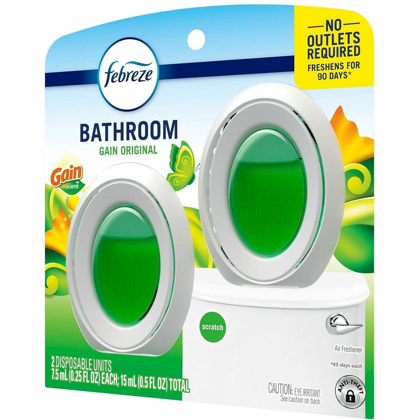 Febreze Small Spaces Disposable Air Fresheners, Liquid, 0.5 fl oz, Gain Original, 2/Pack (PGC55286)