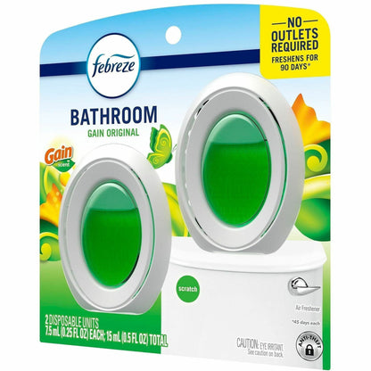 Febreze Small Spaces Disposable Air Fresheners, Liquid, 0.5 fl oz, Gain Original, 2/Pack (PGC55286)