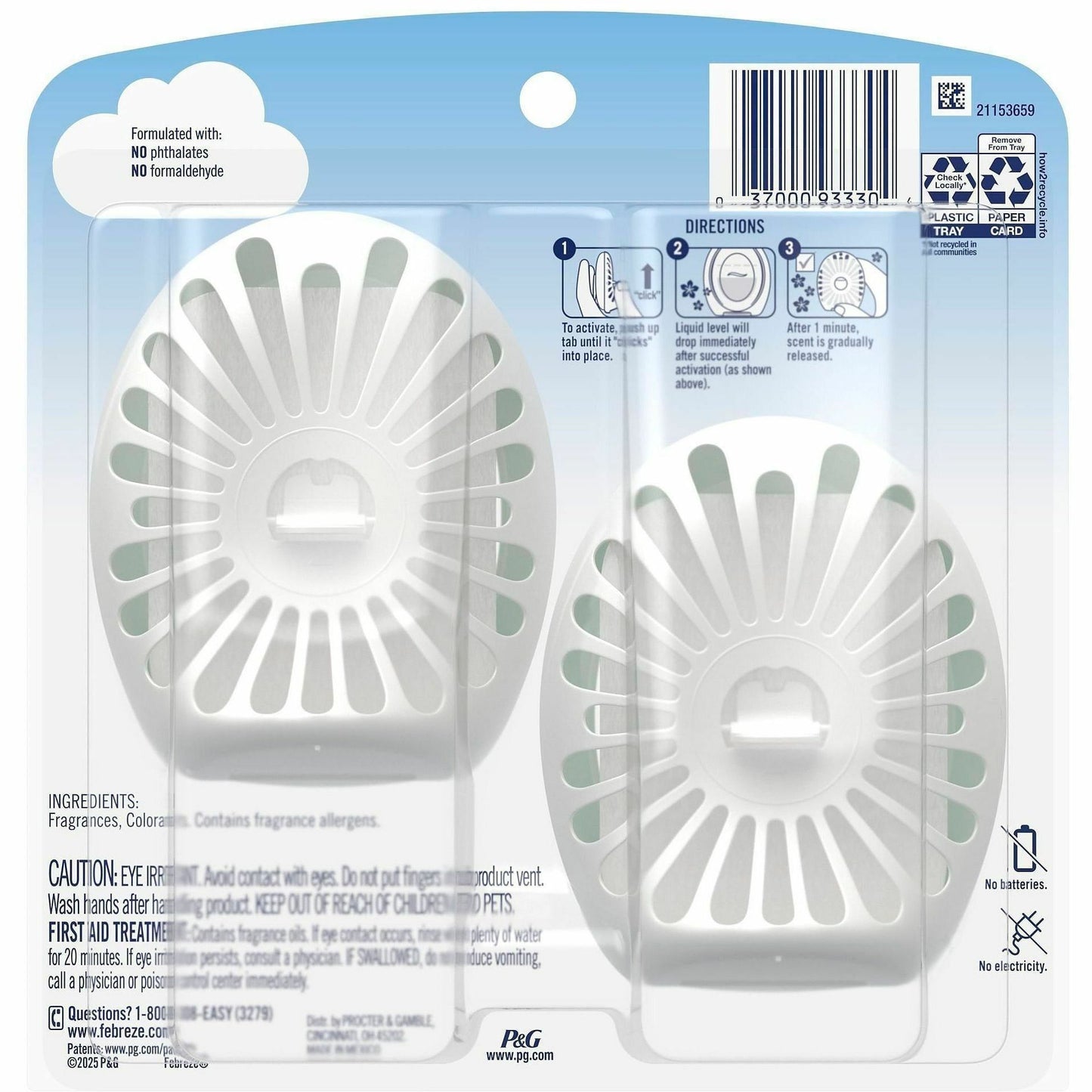 Febreze Small Spaces Disposable Air Fresheners, Liquid, 0.5 fl oz, Gain Original, 2/Pack (PGC55286)