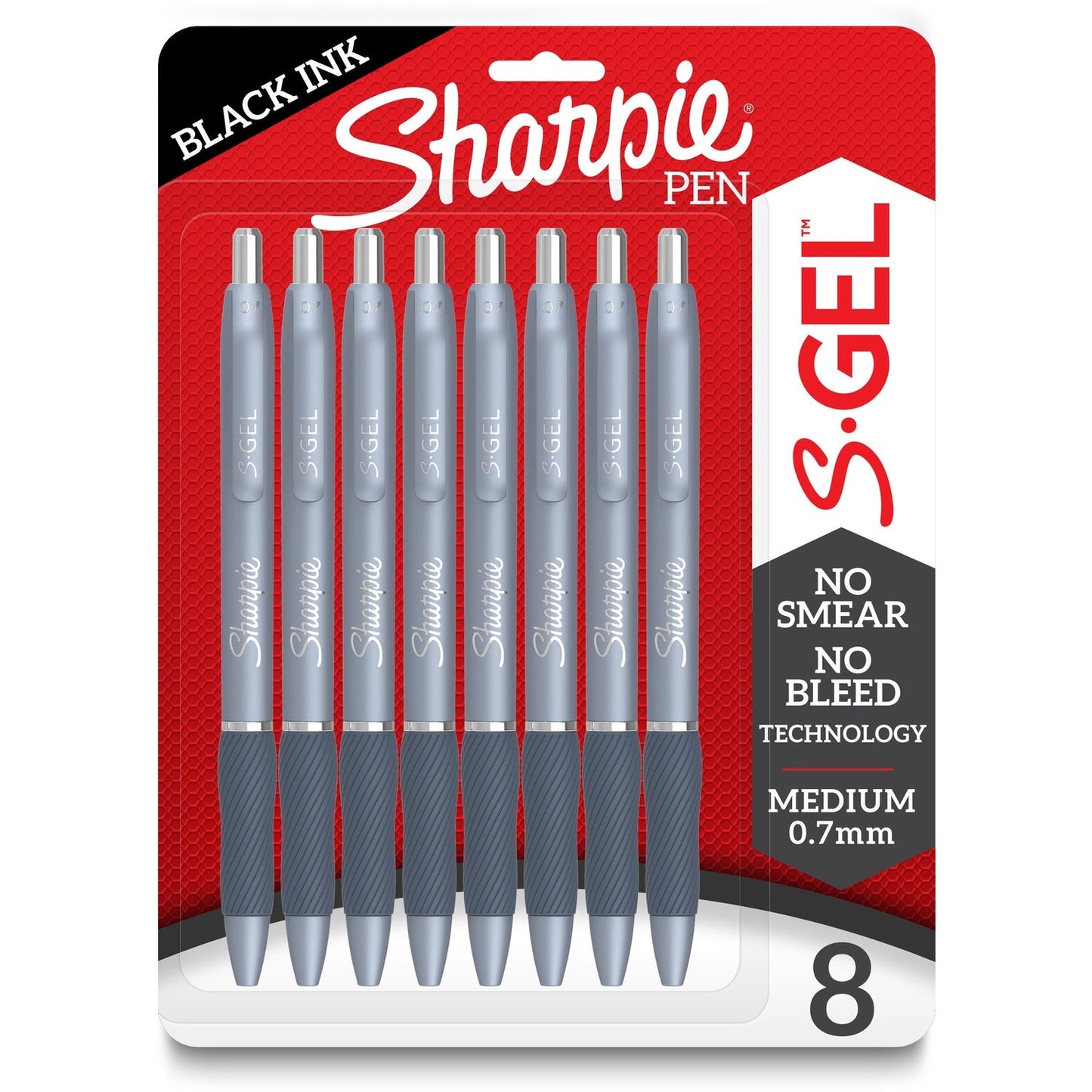 sharpie-s-gel-pens-medium-pen-point-0-7-mm-pen-point-size-black-gel-based-ink-fashion-blue-metal-barrel-8-pack-num-san2169764_1