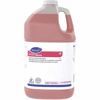 Suma Nova L6 Dishwasher Detergemt, 128 fl oz, 11.5 to 13.9 pH, Characteristic, Ammonia Scent, 4/Carton (DVO957252280)