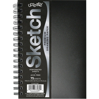 pacon-poly-cover-sketch-book-75-sheets-spiral-70-lb-basis-weight9-x-6-black-cover-num-pacpcar37089_1