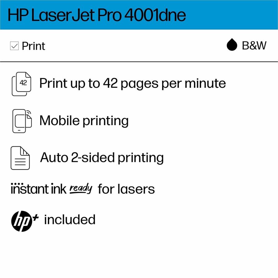 HP LaserJet Pro 4001dne Desktop Wired Laser Printer (HEW2Z600E)