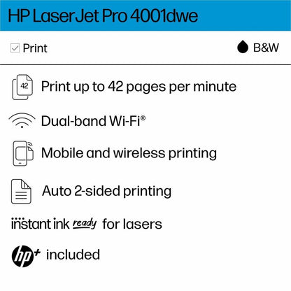 HP LaserJet Pro 4001dwe Desktop Wireless Laser Printer (HEW2Z601E)