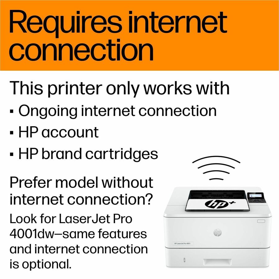 HP LaserJet Pro 4001dwe Desktop Wireless Laser Printer (HEW2Z601E)