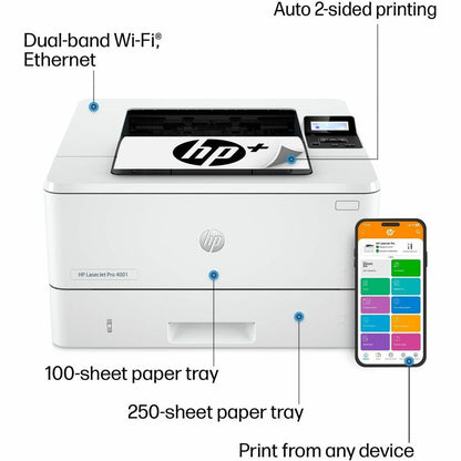 HP LaserJet Pro 4001dwe Desktop Wireless Laser Printer (HEW2Z601E)
