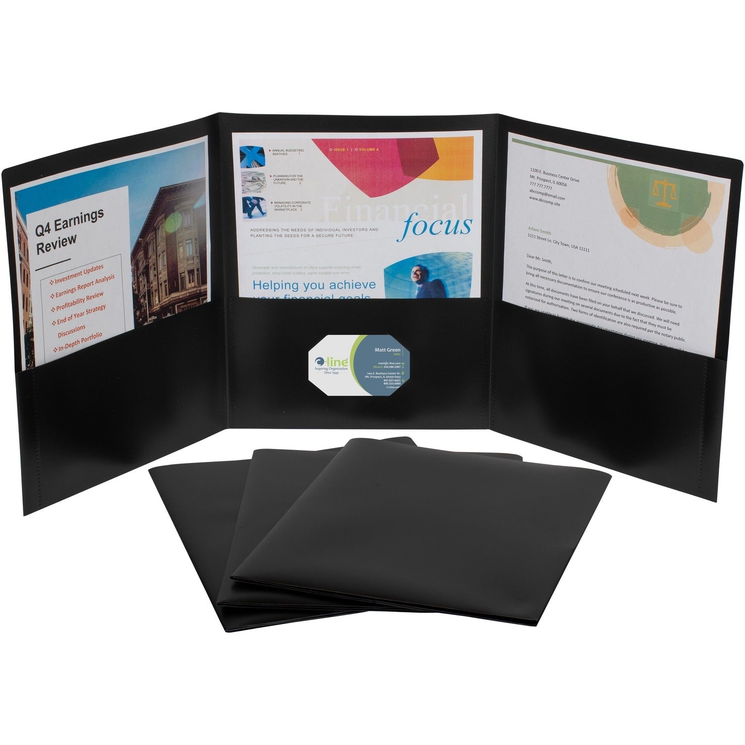 c-line-letter-portfolio-8-1-2-x-11-75-sheet-capacity-3-pocket-s-polypropylene-black-24-box-num-cli33941_1