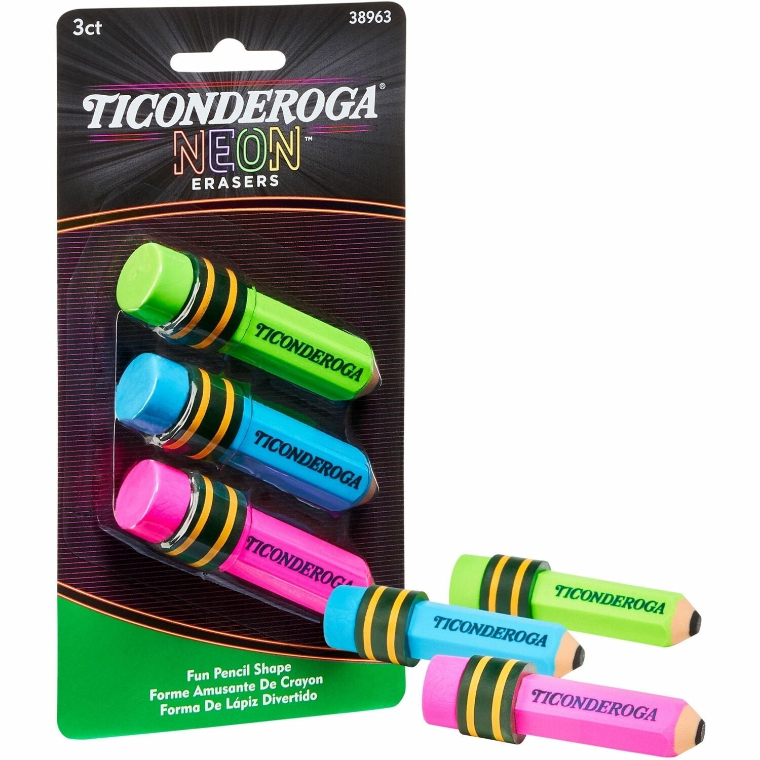 dixon-ticonderoga-style-eraser-neon-assorted-assorted-pencil-3-each-latex-free-num-dixx38963_1
