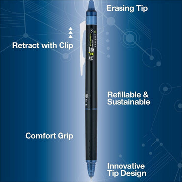 FriXion Synergy Clicker Erasable Gel Pen, Extra Fine Pen Point, Retractable, Navy Ink, Thermosensitive Gel Ink, 12/Dozen (PIL17366)