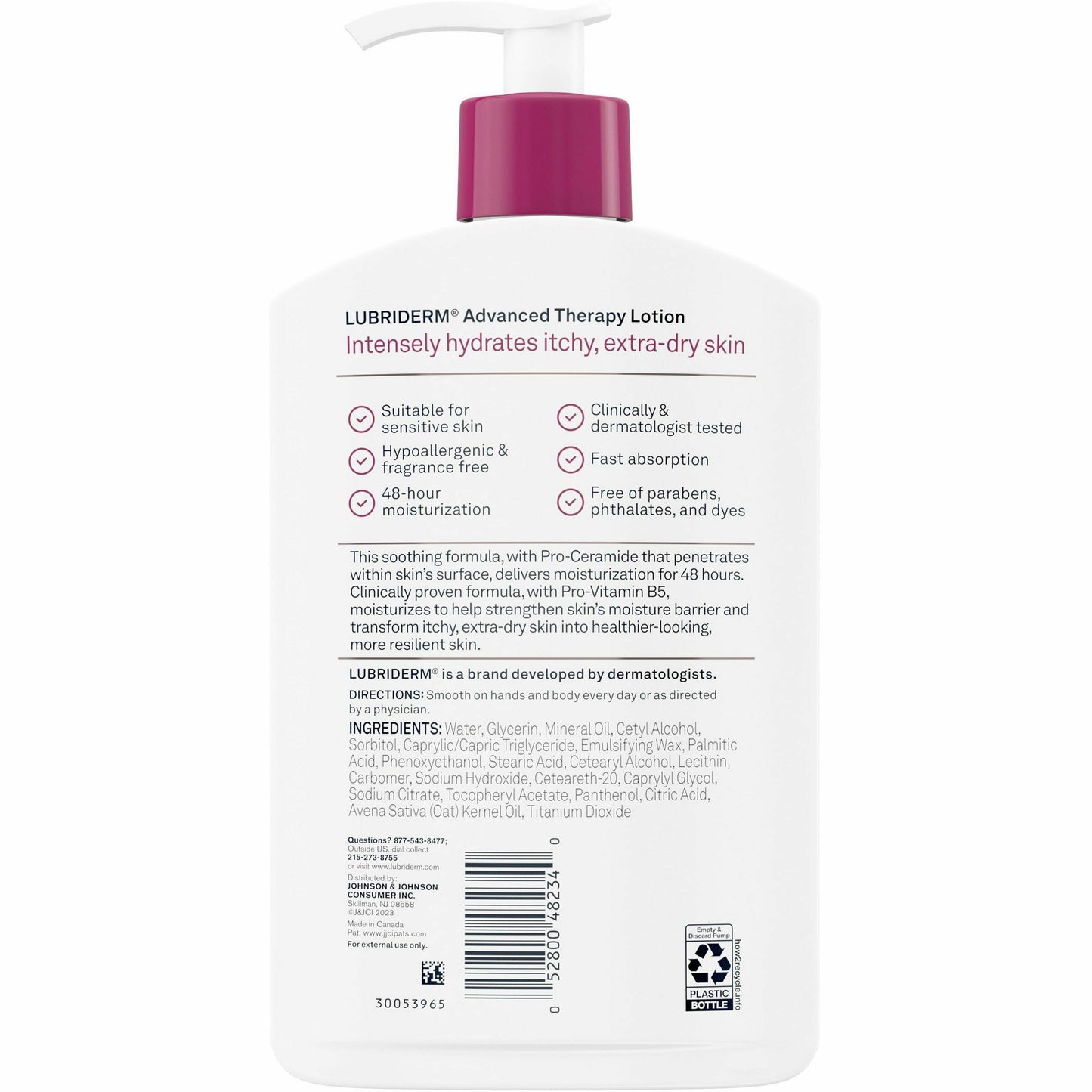 Lubriderm® Advanced Therapy Moisturizing Hand/Body Lotion, 16 oz Pump Bottle (PFI48322EA)