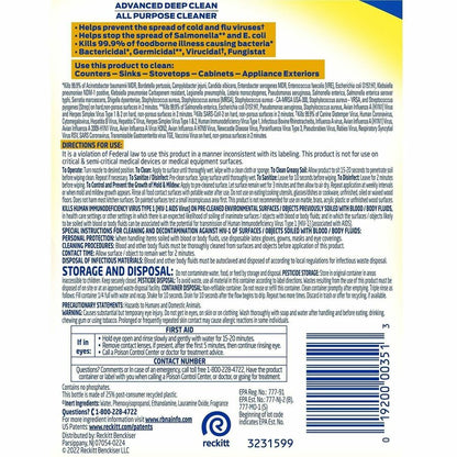 Lysol Advanced Deep Cleaner, 32 fl oz, Lemon Breeze Scent, Disinfectant, 12/Carton (RAC00351CT)