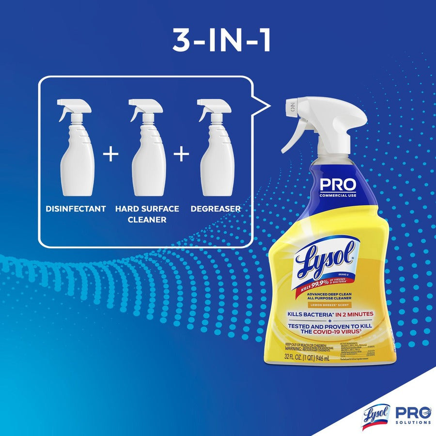 Lysol Advanced Deep Cleaner, 32 fl oz, Lemon Breeze Scent, Disinfectant, 12/Carton (RAC00351CT)