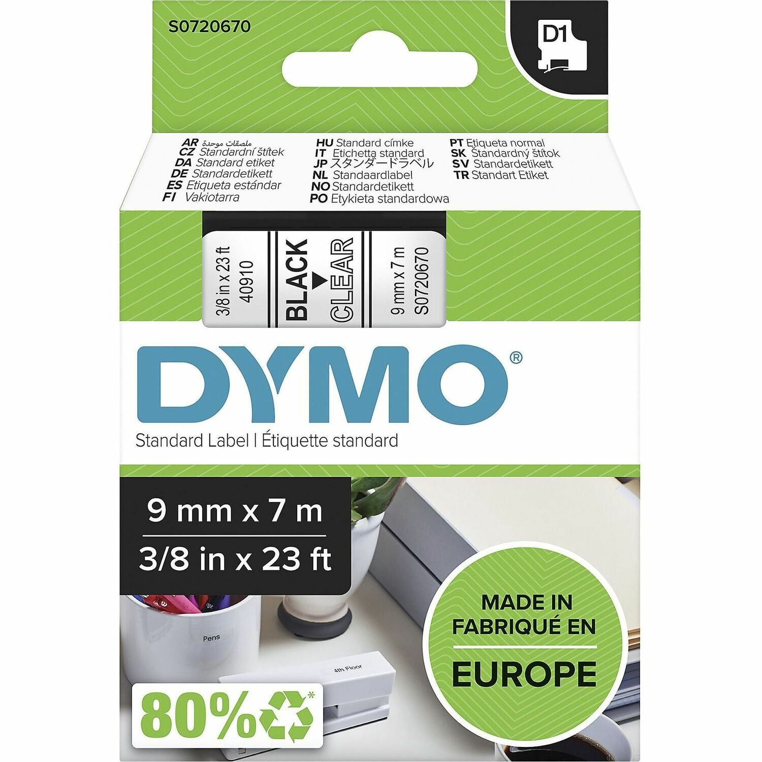dymo-s0720670-d1-40910-tape-9mm-x-7m-black-on-clear-num-dyms0720670_1