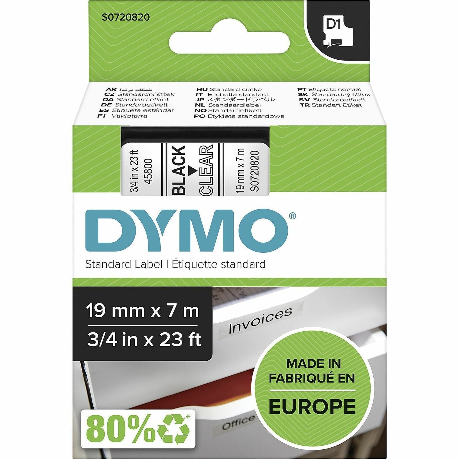 dymo-s0720820-d1-45800-tape-19mm-x-7m-black-on-clear-num-dyms0720820_1