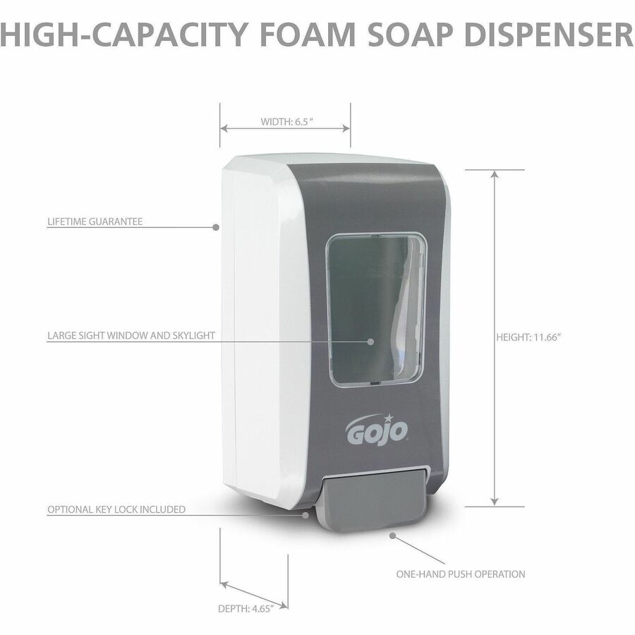 Gojo Push-Style FMX-20 Foam Soap Dispenser, 2.11 quart (GOJ527006EA)