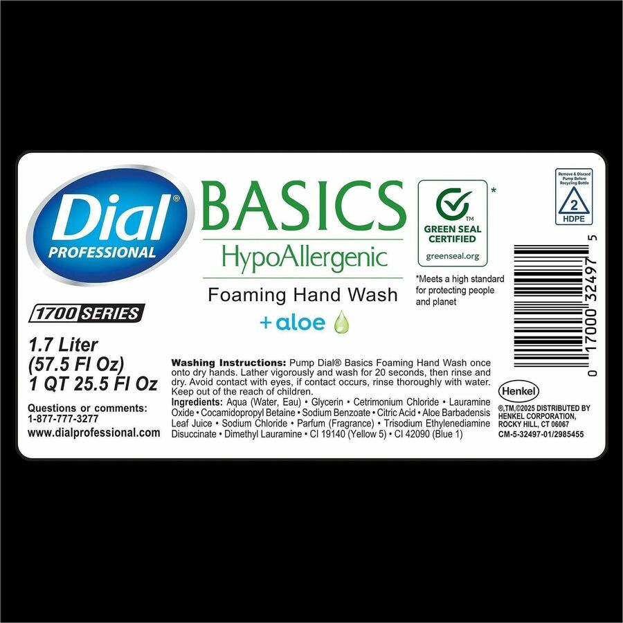 Dial Professional 1700 Manual Refill Foaming Handwash, Fragrance-free Scent (DIA32499EA)