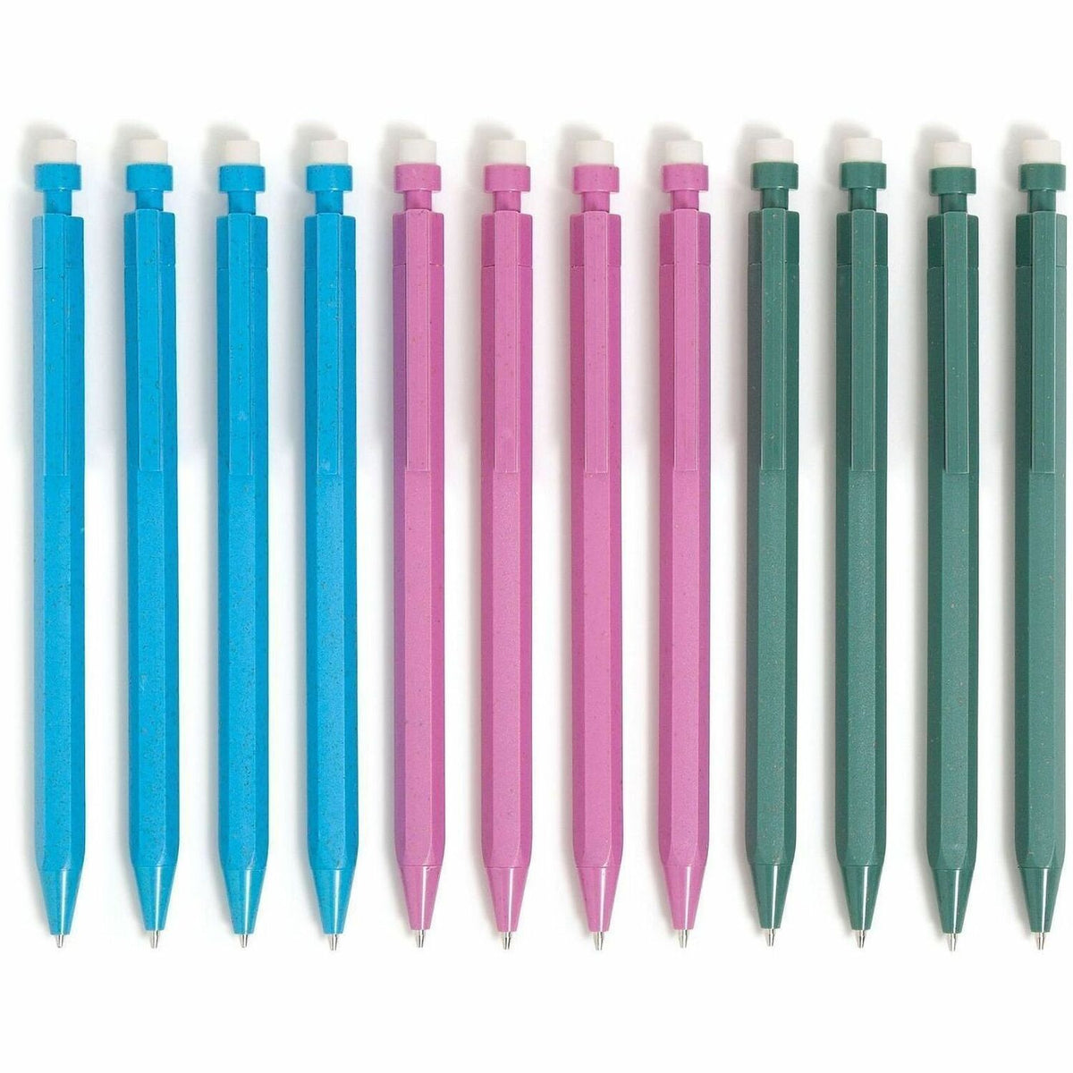 U Brands U-Eco Speckled Hex Mechanical Pencils, 0.7 mm Green, Pink, Blue, Gray Lead, Green, Pink, Blue Barrel, HB/#2 (UBR6591U0124)