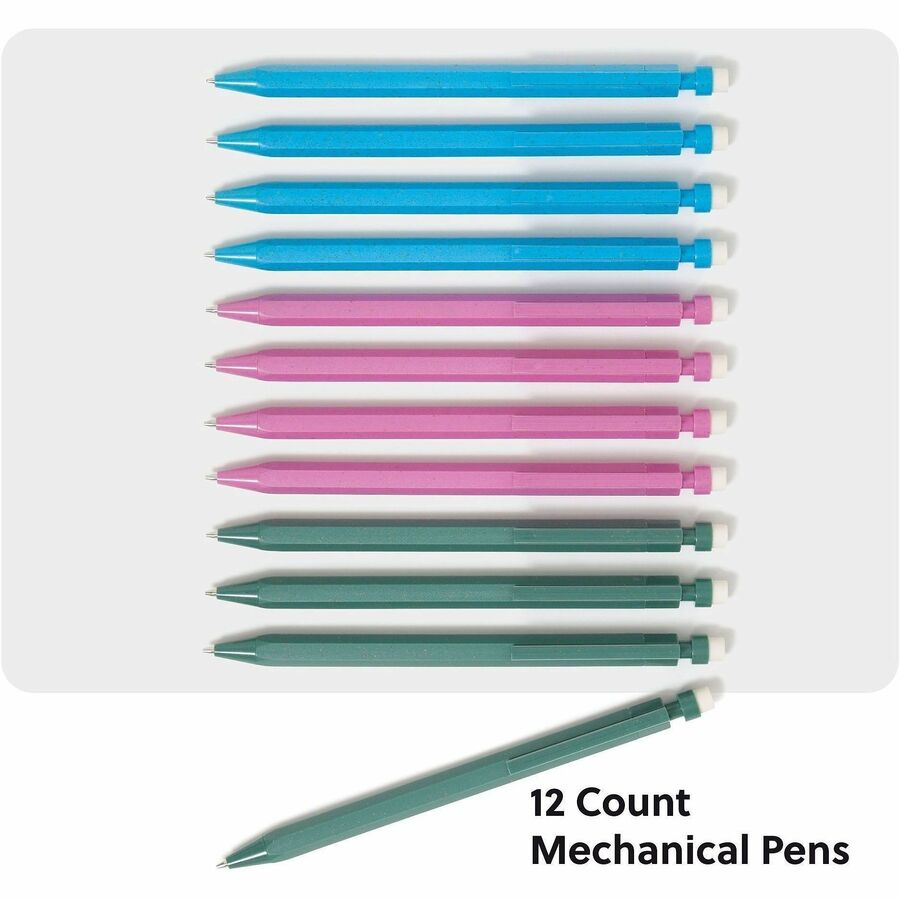 U Brands U-Eco Speckled Hex Mechanical Pencils, 0.7 mm Green, Pink, Blue, Gray Lead, Green, Pink, Blue Barrel, HB/#2 (UBR6591U0124)
