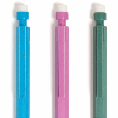 U Brands U-Eco Speckled Hex Mechanical Pencils, 0.7 mm Green, Pink, Blue, Gray Lead, Green, Pink, Blue Barrel, HB/#2 (UBR6591U0124)