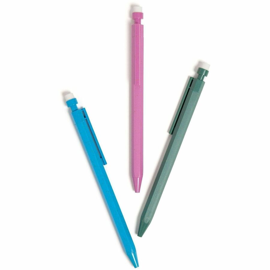 U Brands U-Eco Speckled Hex Mechanical Pencils, 0.7 mm Green, Pink, Blue, Gray Lead, Green, Pink, Blue Barrel, HB/#2 (UBR6591U0124)