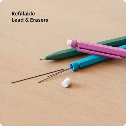U Brands U-Eco Speckled Hex Mechanical Pencils, 0.7 mm Green, Pink, Blue, Gray Lead, Green, Pink, Blue Barrel, HB/#2 (UBR6591U0124)