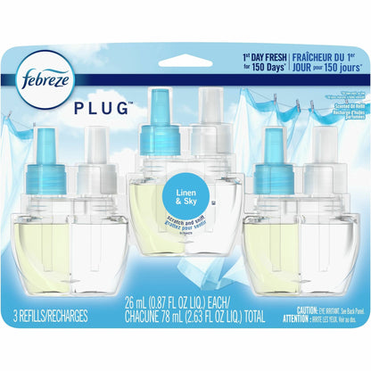 Febreze Plug Linen/Sky Oil Refill, 0.8 fl ozLinen & Sky, Long Lasting, 3/Pack (PGC54344PK)
