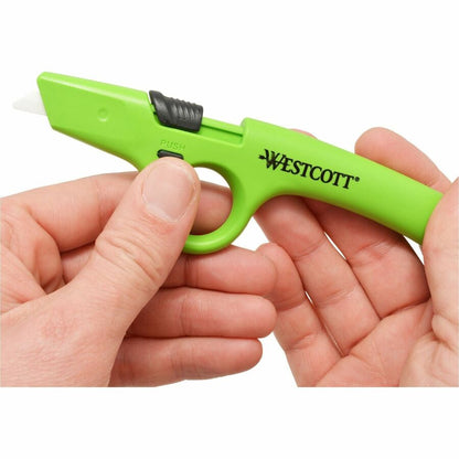 Westcott Non-Replaceable Finger Loop Safety Cutter, Green (ACM17530EA)