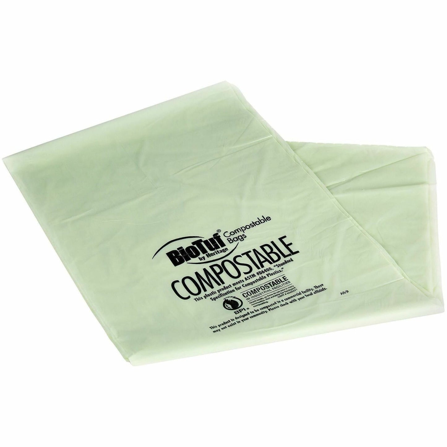 Heritage BioTuf Compostable Can Liners, 30 gal Capacity, 39" x 30" x 1.20 mil Thickness, 125/Box, Green (HERY6039SER01)